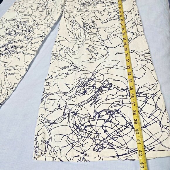 Fenini Flat Front Women Palazzo Size 2X White 100% Linen - Picture 8 of 12